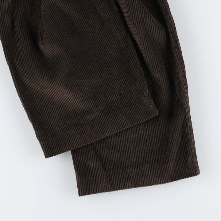 MARKS AND SPENCER Wide-Ribbed Two-Pleated Corduroy Pants, Men's, Size W32 cotton brown type Vintage Second Hand