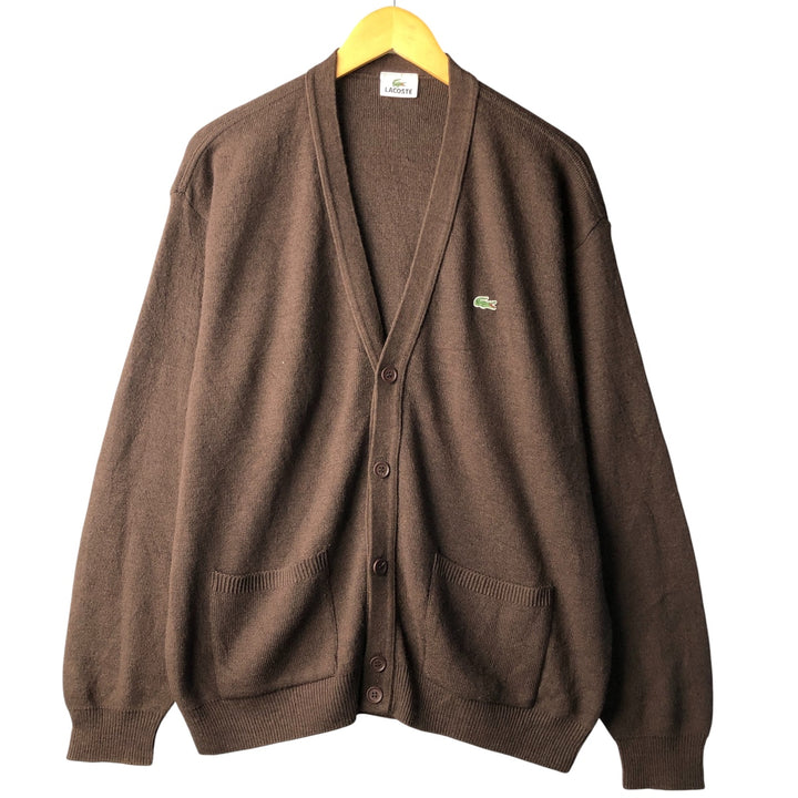 Lacoste Acrylic and Wool Knit Cardigan, Size 5, Men's Size L wool brown type Vintage Second Hand