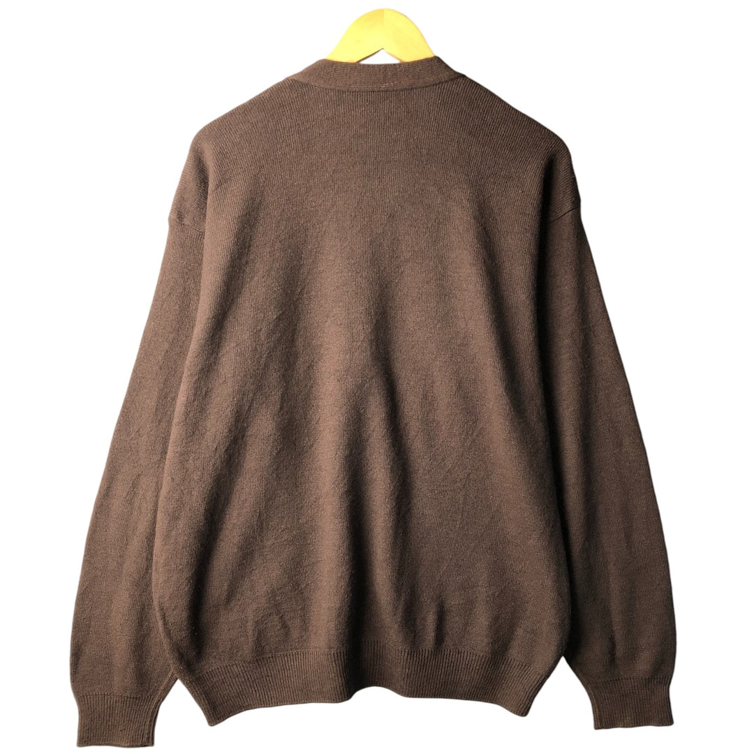 Lacoste Acrylic and Wool Knit Cardigan, Size 5, Men's Size L wool brown type Vintage Second Hand