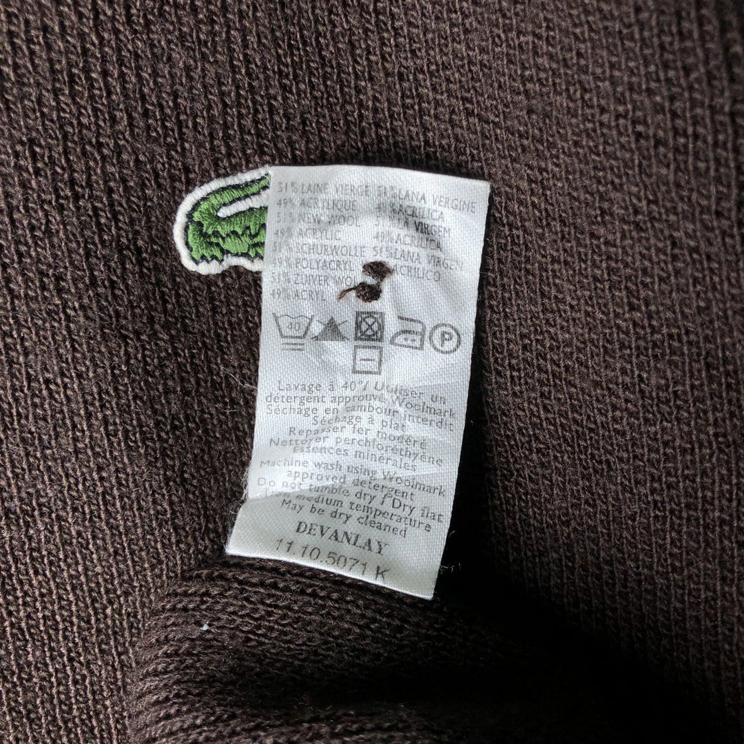 Lacoste Acrylic and Wool Knit Cardigan, Size 5, Men's Size L wool brown type Vintage Second Hand