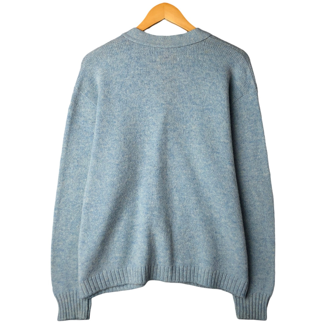Vintage 1970'S Jantzen wool knit cardigan, made in the USA, size L, men's unclear Blue type light blue Vintage Second Hand