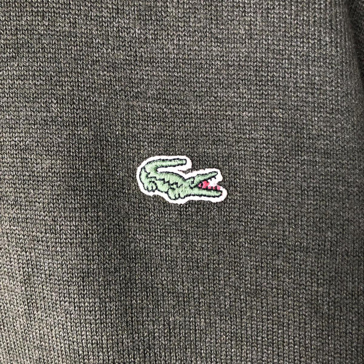 1980'S Lacoste Collared Wool Knit Cardigan, Size 8, Men's XXL wool Khaki type sage green Vintage Second Hand