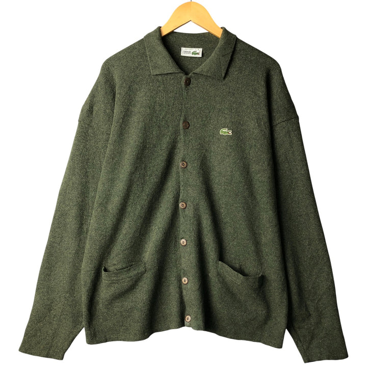 Vintage 1980'S Lacoste Chemise French Lacoste collared wool knit cardigan, size 6, men's XL Lamb wool green type Vintage Second Hand