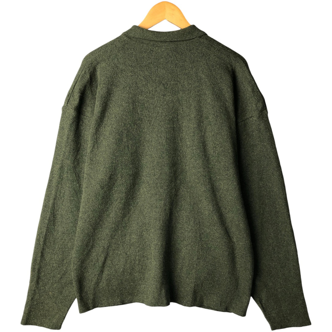 Vintage 1980'S Lacoste Chemise French Lacoste collared wool knit cardigan, size 6, men's XL Lamb wool green type Vintage Second Hand