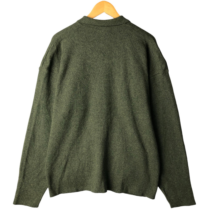 Vintage 1980'S Lacoste Chemise French Lacoste collared wool knit cardigan, size 6, men's XL Lamb wool green type Vintage Second Hand