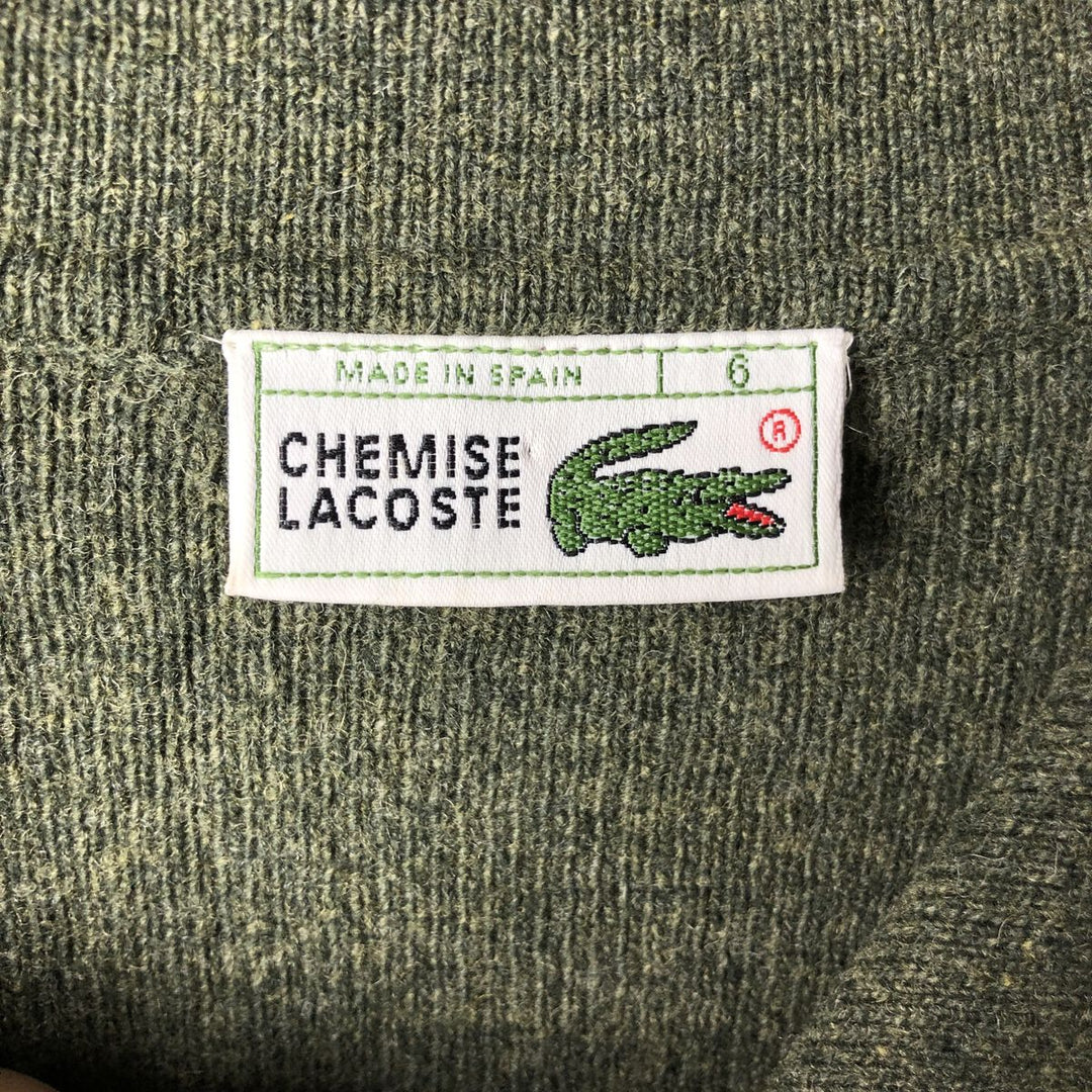 Vintage 1980'S Lacoste Chemise French Lacoste collared wool knit cardigan, size 6, men's XL Lamb wool green type Vintage Second Hand