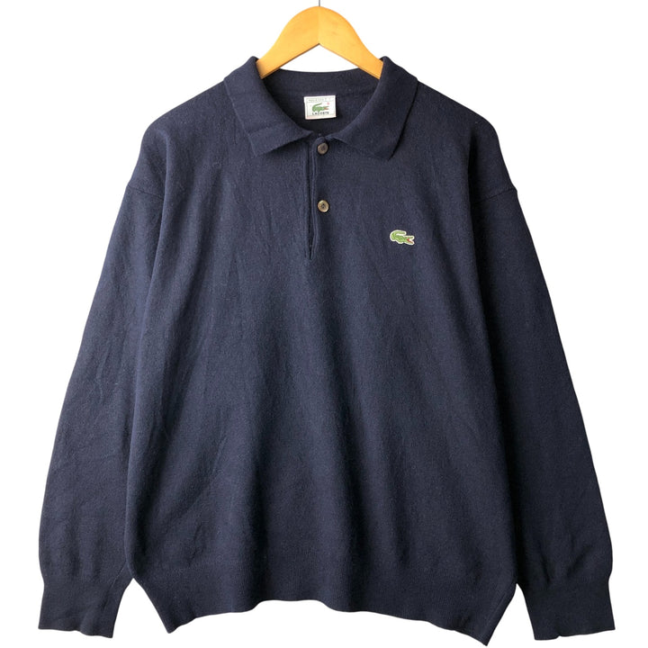 90'S Vintage Lacoste Polo Knit Sweater, Size 7, Men's XXL Lamb wool black type Vintage Second Hand