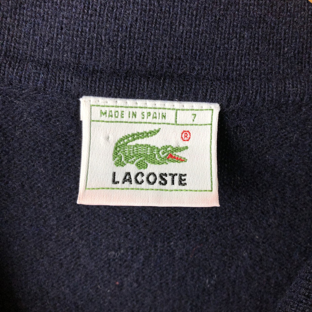 90'S Vintage Lacoste Polo Knit Sweater, Size 7, Men's XXL Lamb wool black type Vintage Second Hand