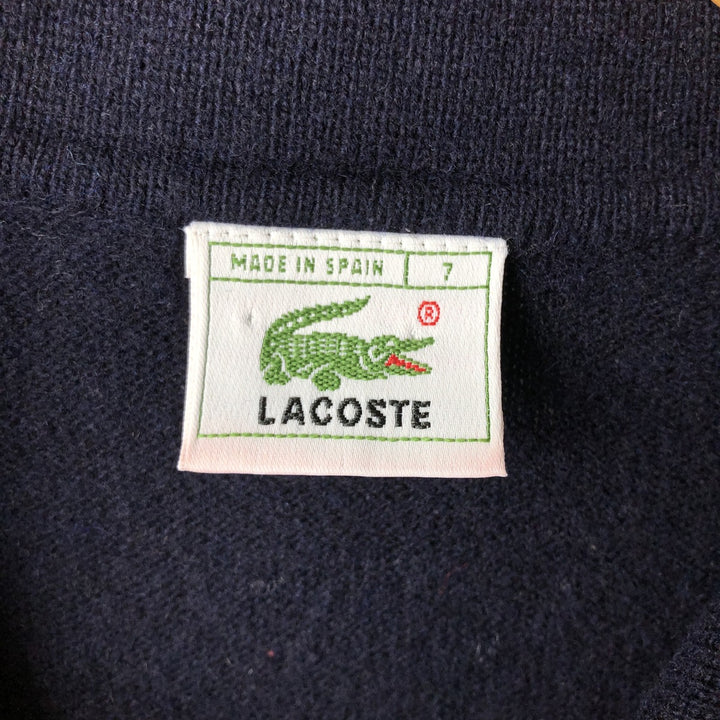 90'S Vintage Lacoste Polo Knit Sweater, Size 7, Men's XXL Lamb wool black type Vintage Second Hand