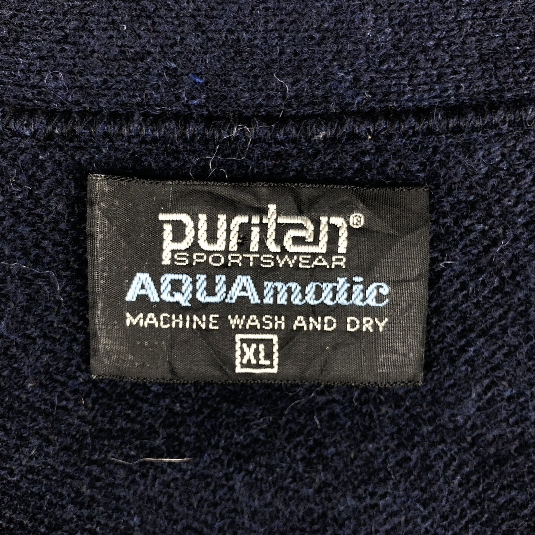Puritan Aquamatic Wool Knit Cardigan, Men's XL, Vintage unclear navy blue type Vintage Second Hand