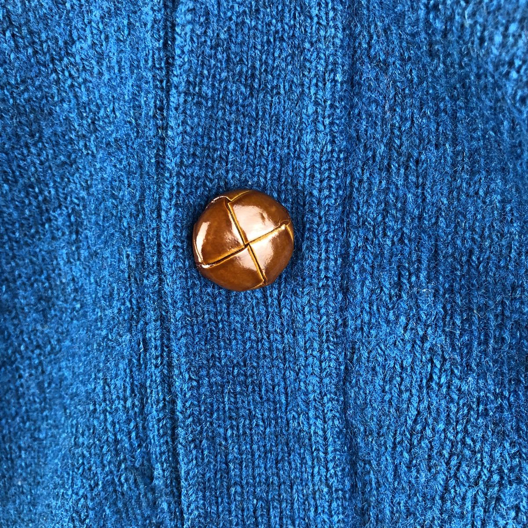 Vintage 1980'S Jantzen wool knit cardigan, made in the USA, size L, men's unclear turquoise blue Vintage Second Hand