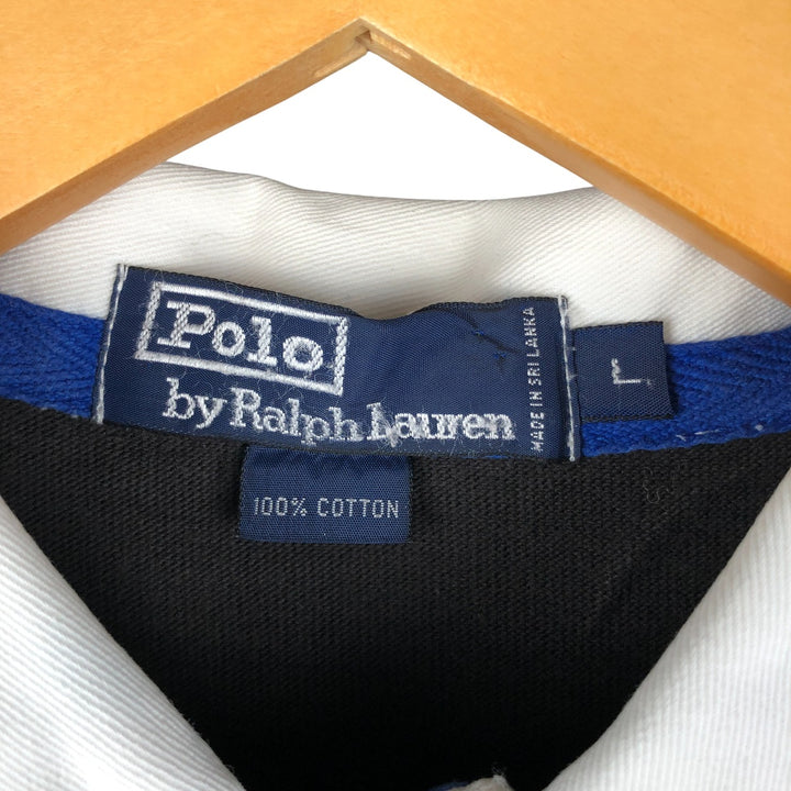Ralph Lauren POLO by Ralph Lauren long sleeve rugby shirt, men's size L cotton black type Vintage Second Hand