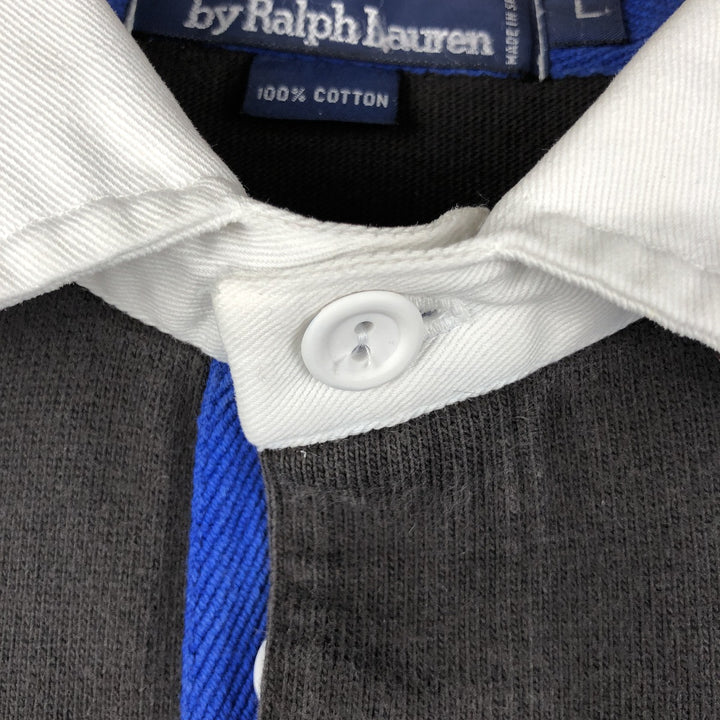 Ralph Lauren POLO by Ralph Lauren long sleeve rugby shirt, men's size L cotton black type Vintage Second Hand