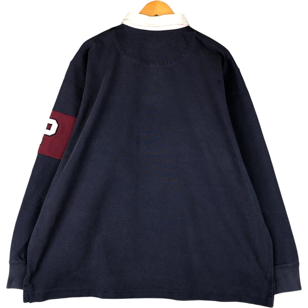 Ralph Lauren POLO by Ralph Lauren long sleeve rugby shirt, men's XL size cotton navy blue type Vintage Second Hand