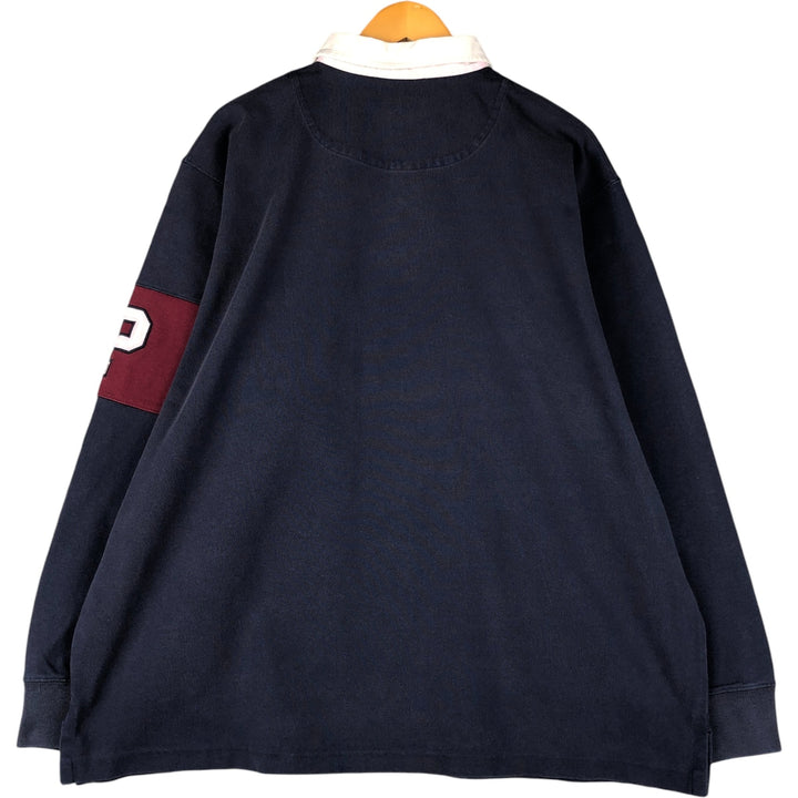 Ralph Lauren POLO by Ralph Lauren long sleeve rugby shirt, men's XL size cotton navy blue type Vintage Second Hand