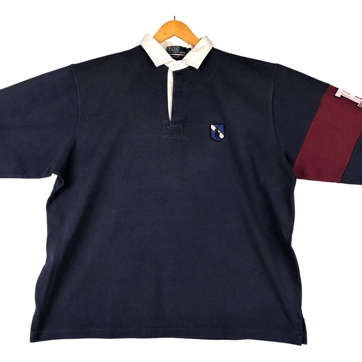Ralph Lauren POLO by Ralph Lauren long sleeve rugby shirt, men's XL size cotton navy blue type Vintage Second Hand