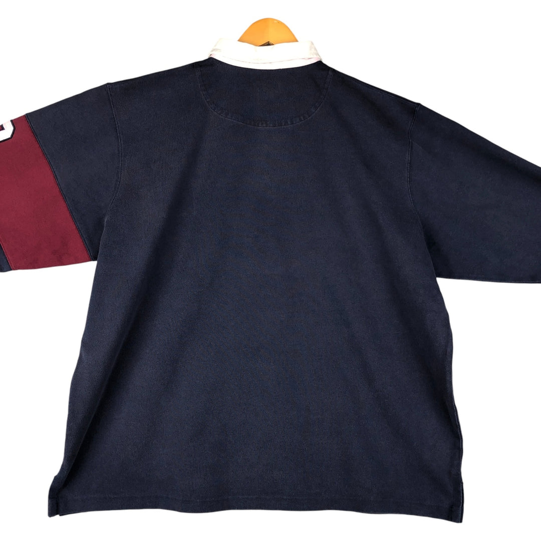 Ralph Lauren POLO by Ralph Lauren long sleeve rugby shirt, men's XL size cotton navy blue type Vintage Second Hand