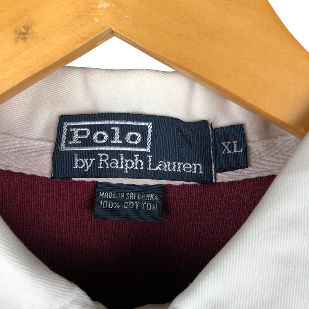 Ralph Lauren POLO by Ralph Lauren long sleeve rugby shirt, men's XL size cotton navy blue type Vintage Second Hand