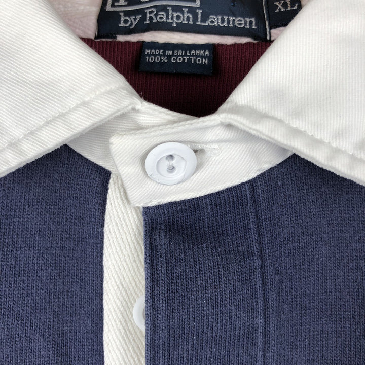 Ralph Lauren POLO by Ralph Lauren long sleeve rugby shirt, men's XL size cotton navy blue type Vintage Second Hand