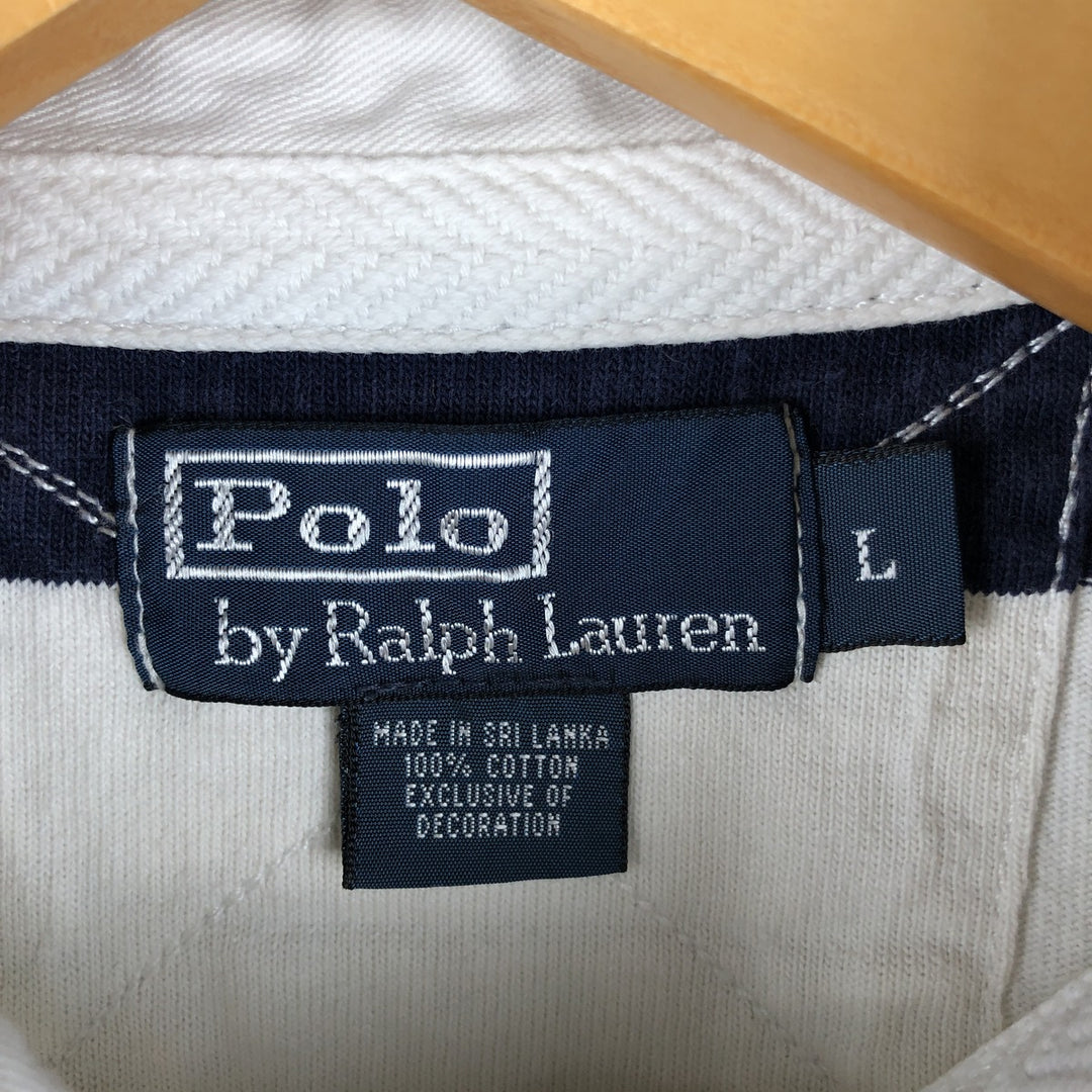 Ralph Lauren POLO by Ralph Lauren long sleeve rugby shirt, men's size L cotton white type Vintage Second Hand