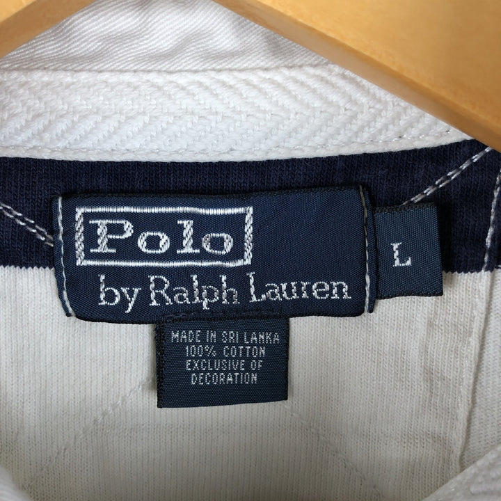 Ralph Lauren POLO by Ralph Lauren long sleeve rugby shirt, men's size L cotton white type Vintage Second Hand