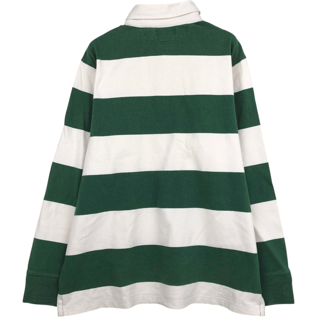 Ralph Lauren POLO by Ralph Lauren CUSTOM FIT Border Pattern Long Sleeve Rugby Shirt Men's XL cotton green type Vintage Second Hand