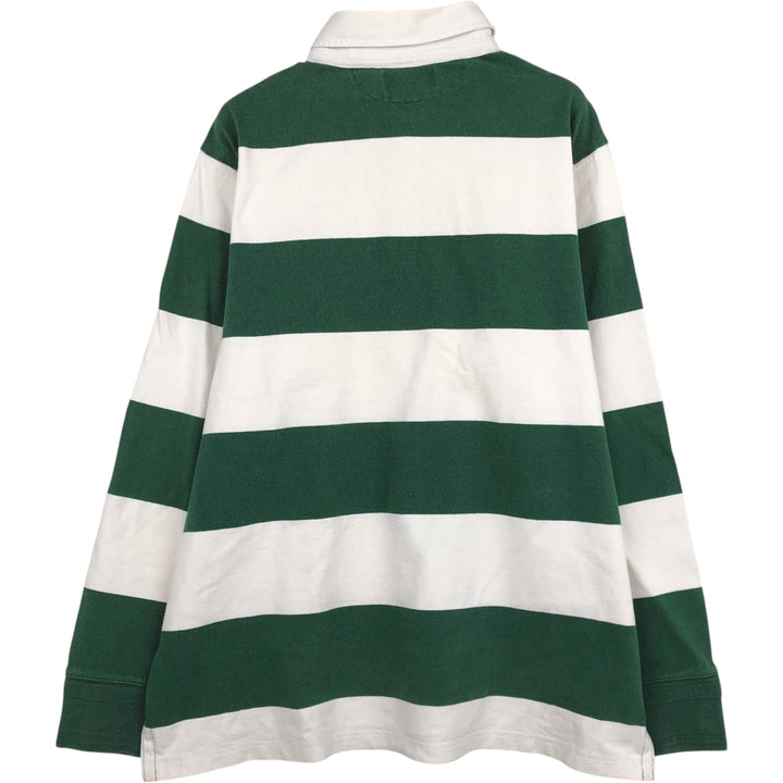 Ralph Lauren POLO by Ralph Lauren CUSTOM FIT Border Pattern Long Sleeve Rugby Shirt Men's XL cotton green type Vintage Second Hand