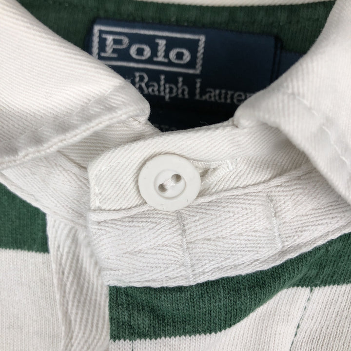 Ralph Lauren POLO by Ralph Lauren CUSTOM FIT Border Pattern Long Sleeve Rugby Shirt Men's XL cotton green type Vintage Second Hand
