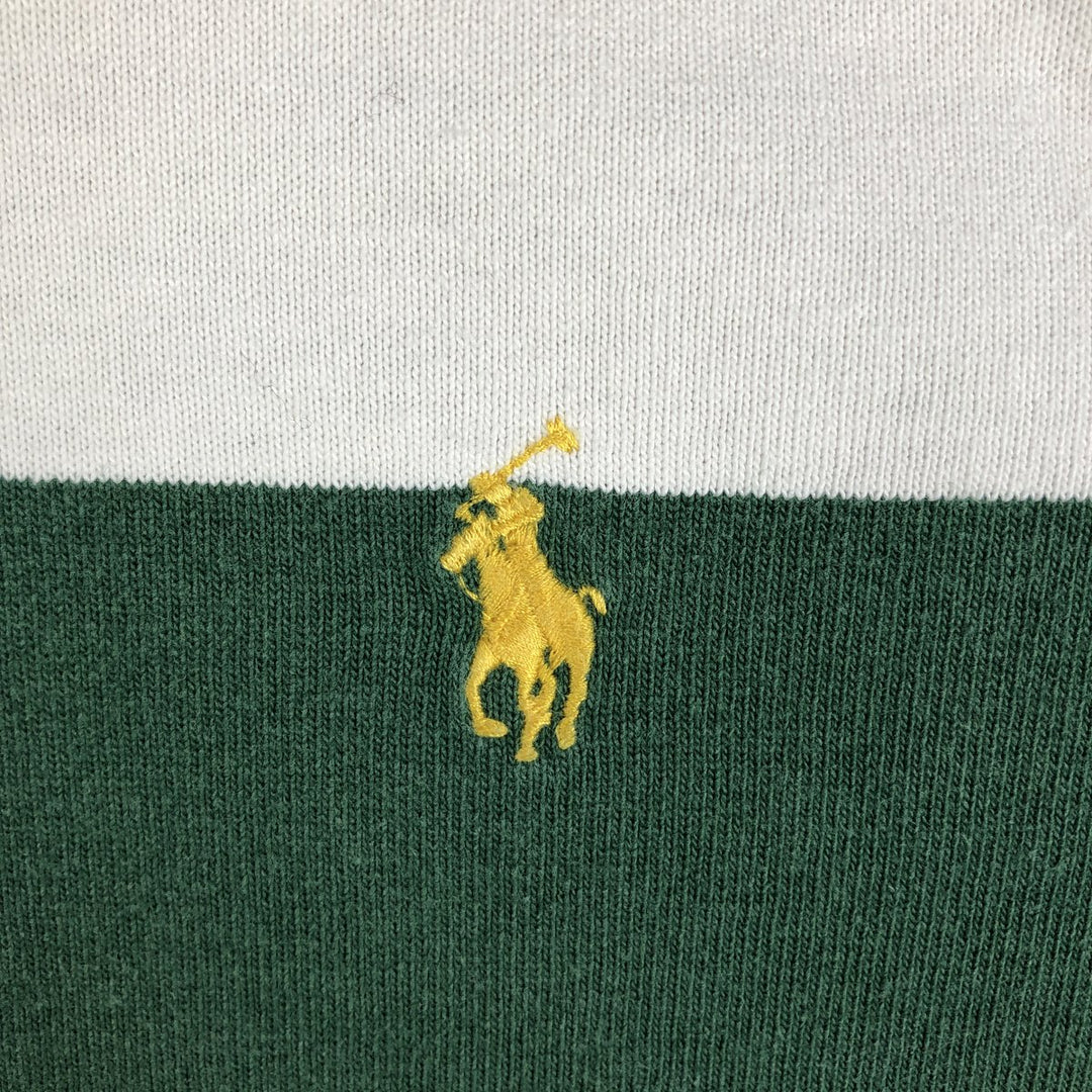 Ralph Lauren POLO by Ralph Lauren CUSTOM FIT Border Pattern Long Sleeve Rugby Shirt Men's XL cotton green type Vintage Second Hand