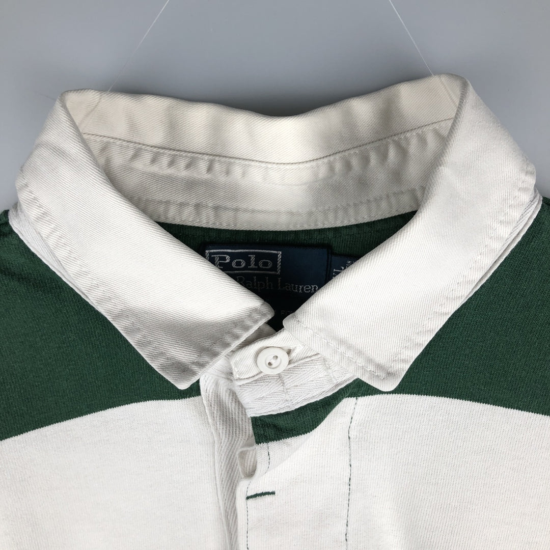 Ralph Lauren POLO by Ralph Lauren CUSTOM FIT Border Pattern Long Sleeve Rugby Shirt Men's XL cotton green type Vintage Second Hand
