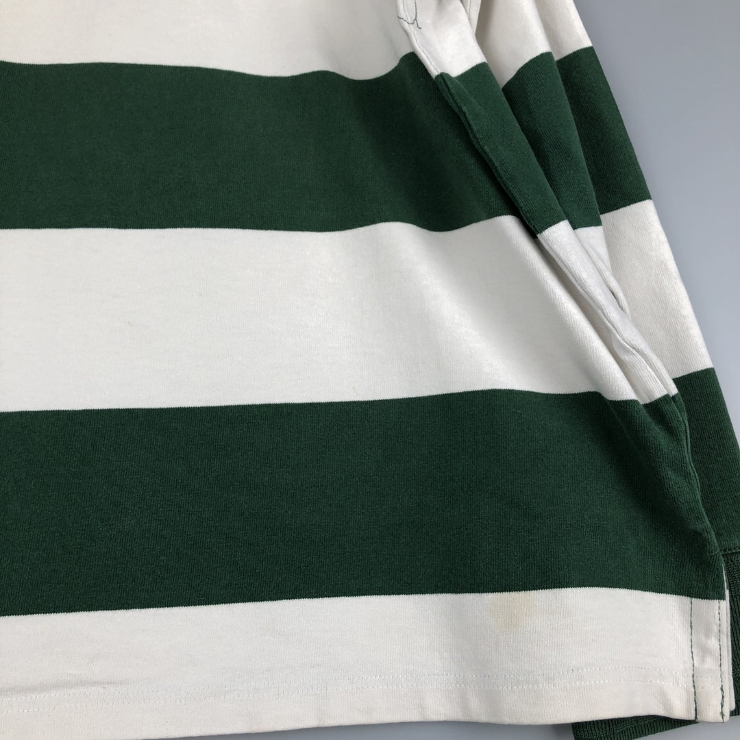 Ralph Lauren POLO by Ralph Lauren CUSTOM FIT Border Pattern Long Sleeve Rugby Shirt Men's XL cotton green type Vintage Second Hand