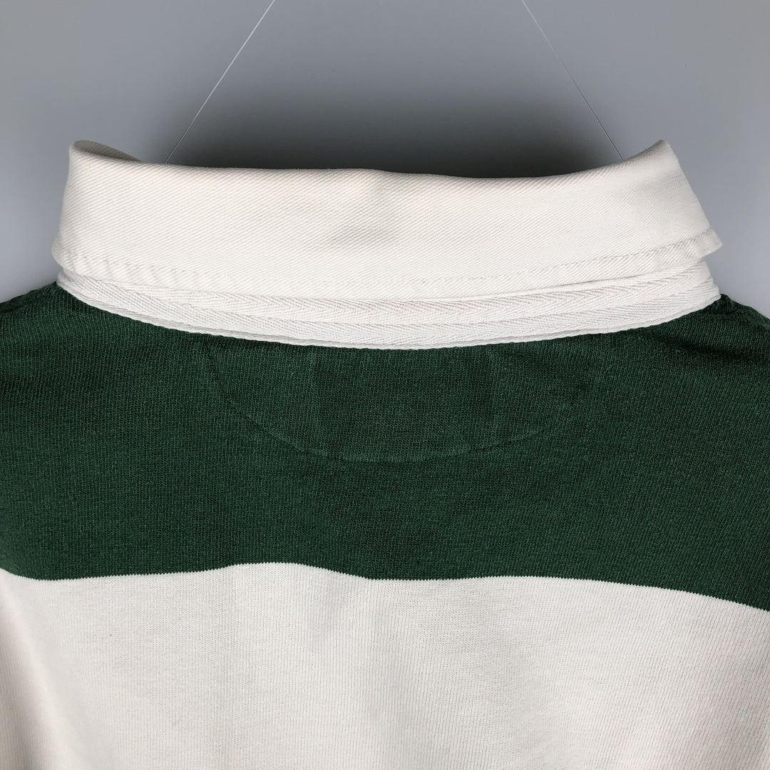 Ralph Lauren POLO by Ralph Lauren CUSTOM FIT Border Pattern Long Sleeve Rugby Shirt Men's XL cotton green type Vintage Second Hand