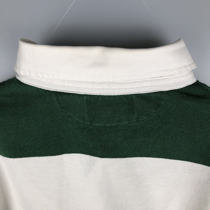 Ralph Lauren POLO by Ralph Lauren CUSTOM FIT Border Pattern Long Sleeve Rugby Shirt Men's XL cotton green type Vintage Second Hand