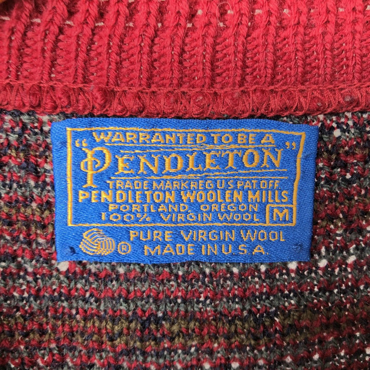 Pendleton PENDLETON all-over print wool knit sweater, made in the USA, men's size M wool red type Vintage Second Hand
