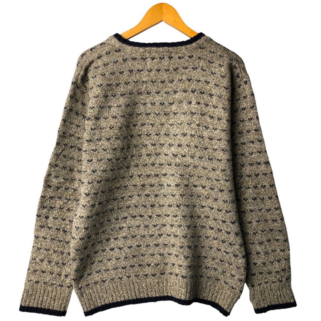 2000'S WOOLRICH Birdseye Pattern V-Neck Knit Sweater, Men's Size M wool Beige type Vintage Second Hand
