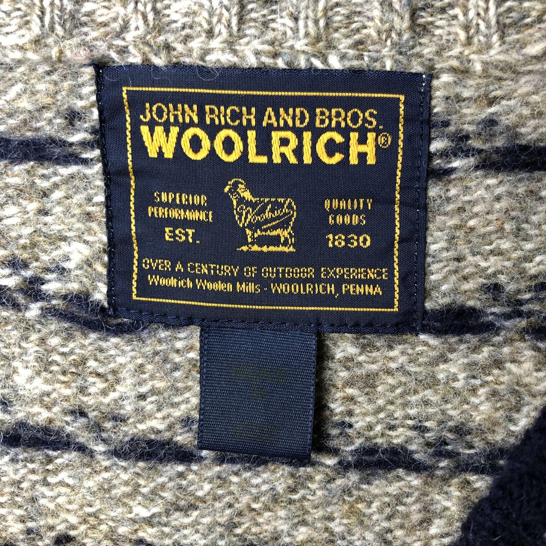 2000'S WOOLRICH Birdseye Pattern V-Neck Knit Sweater, Men's Size M wool Beige type Vintage Second Hand