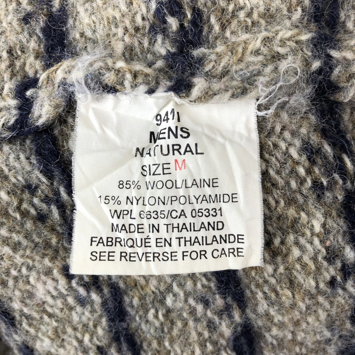 2000'S WOOLRICH Birdseye Pattern V-Neck Knit Sweater, Men's Size M wool Beige type Vintage Second Hand