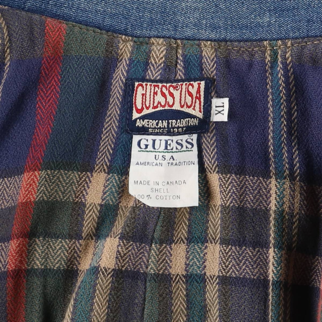 90'S Guess denim jacket, made in Canada, men's size XL, vintage cotton blue type Vintage Second Hand
