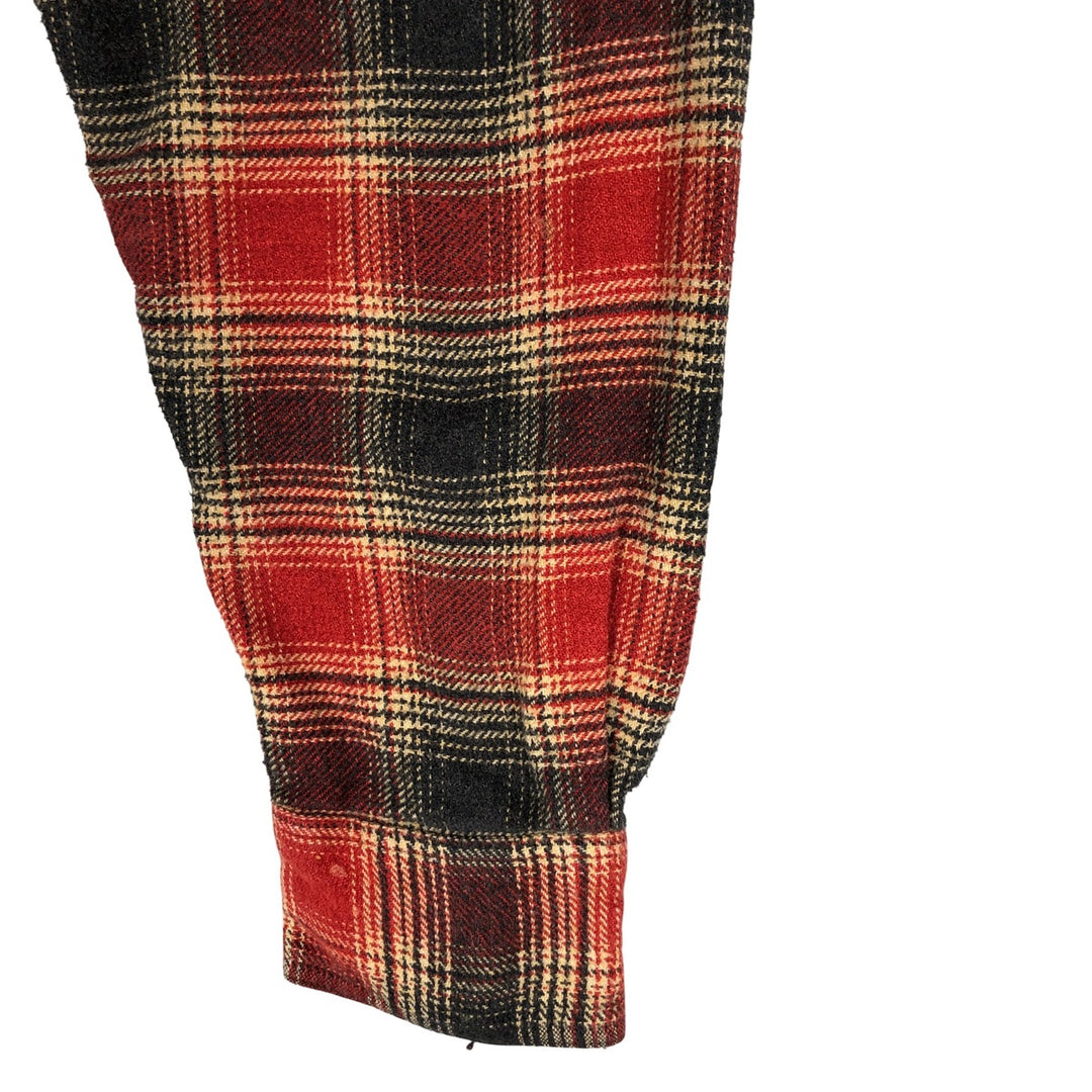 Harley-Davidson Ombre Check Hidden Button-Down Long Sleeve Flannel Check Shirt, Men's Size Medium cotton red type Vintage Second Hand