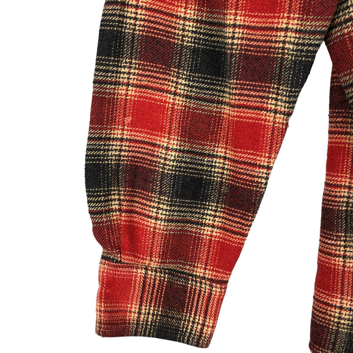 Harley-Davidson Ombre Check Hidden Button-Down Long Sleeve Flannel Check Shirt, Men's Size Medium cotton red type Vintage Second Hand