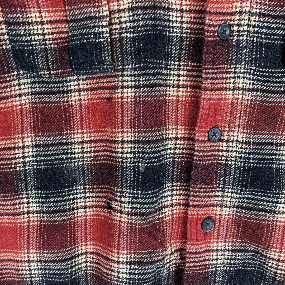 Harley-Davidson Ombre Check Hidden Button-Down Long Sleeve Flannel Check Shirt, Men's Size Medium cotton red type Vintage Second Hand