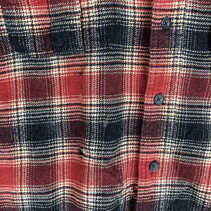 Harley-Davidson Ombre Check Hidden Button-Down Long Sleeve Flannel Check Shirt, Men's Size Medium cotton red type Vintage Second Hand
