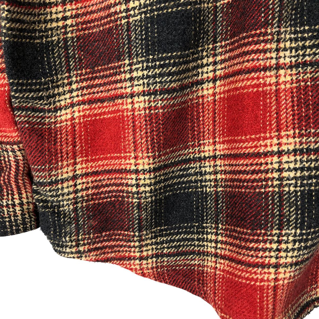 Harley-Davidson Ombre Check Hidden Button-Down Long Sleeve Flannel Check Shirt, Men's Size Medium cotton red type Vintage Second Hand