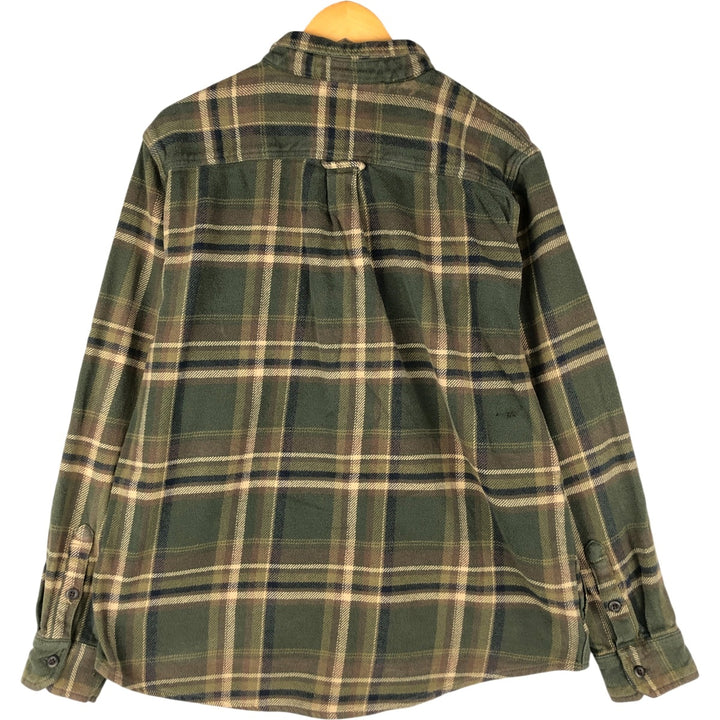 ORVIS Long Sleeve Heavy Flannel Check Shirt, Men's XL cotton Khaki type sage green Vintage Second Hand