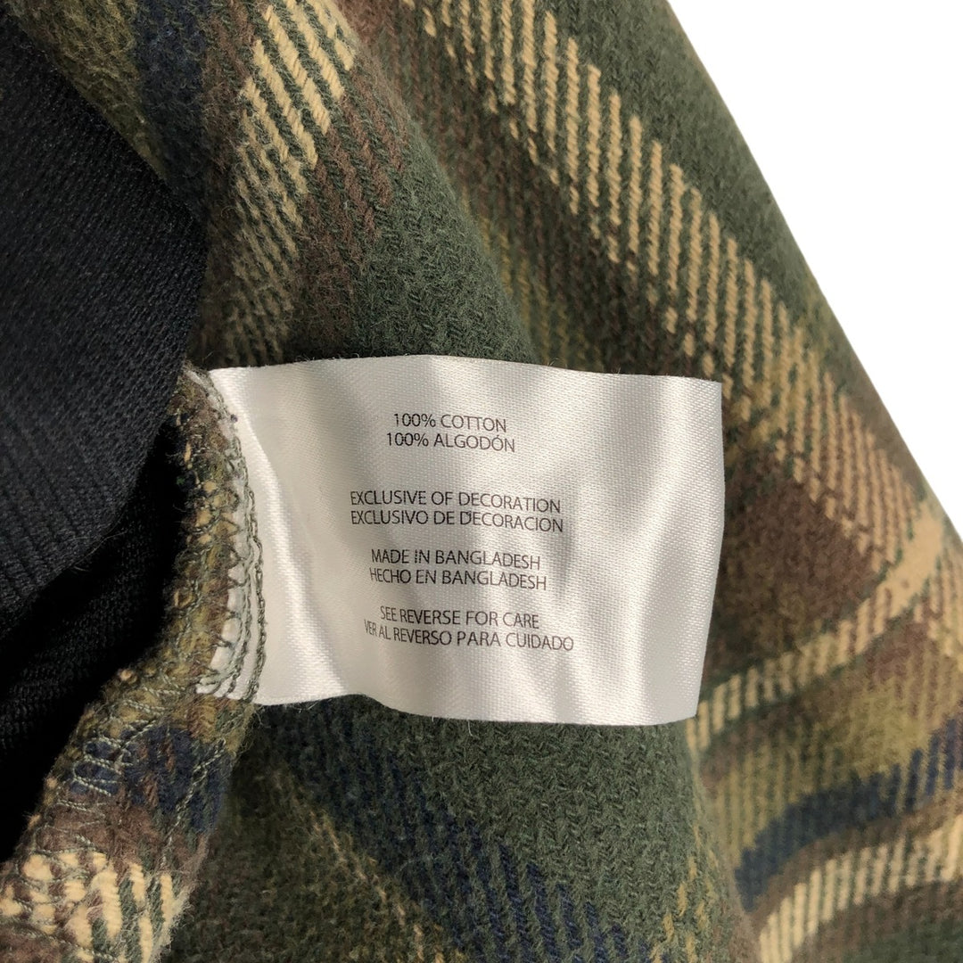 ORVIS Long Sleeve Heavy Flannel Check Shirt, Men's XL cotton Khaki type sage green Vintage Second Hand