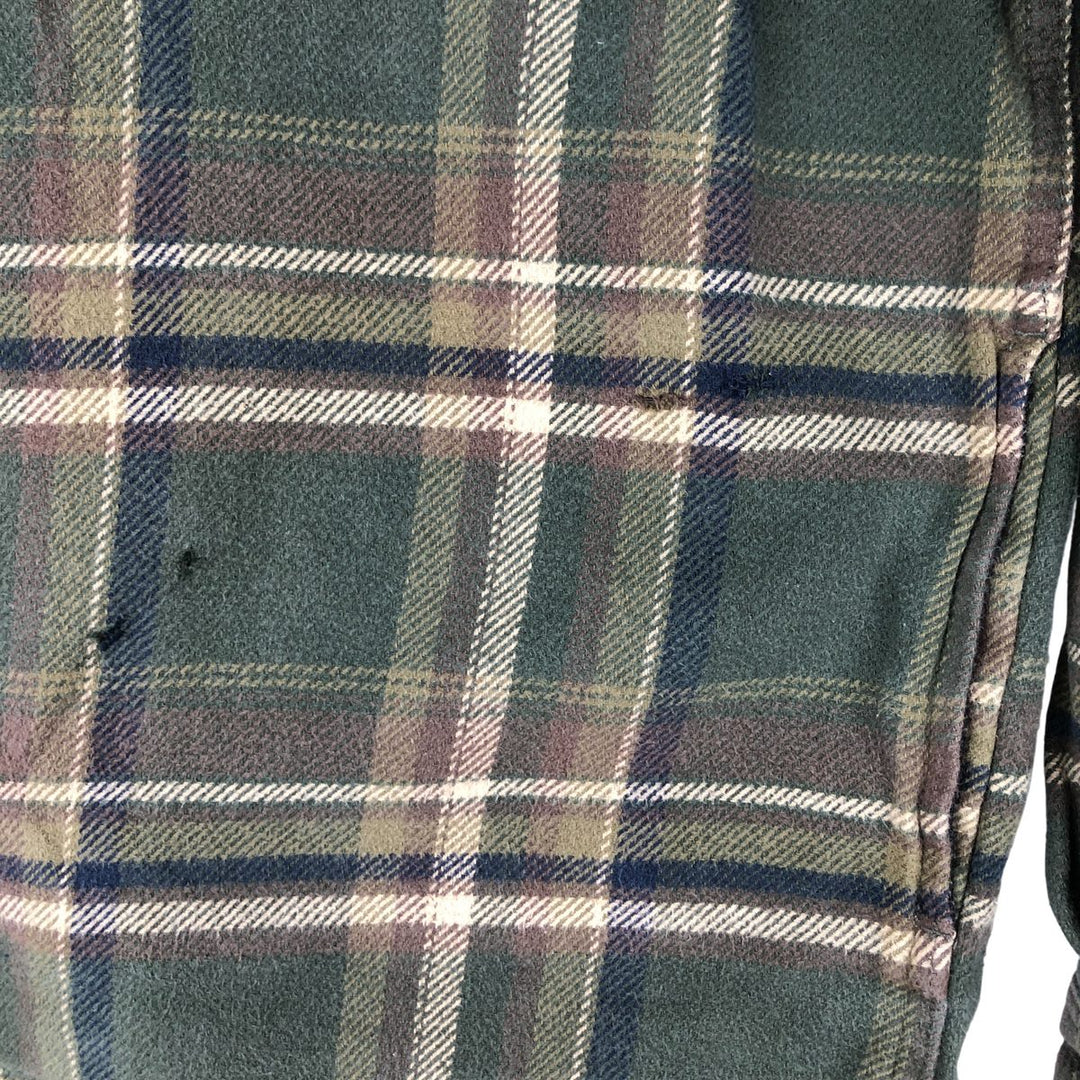 ORVIS Long Sleeve Heavy Flannel Check Shirt, Men's XL cotton Khaki type sage green Vintage Second Hand