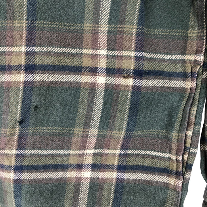 ORVIS Long Sleeve Heavy Flannel Check Shirt, Men's XL cotton Khaki type sage green Vintage Second Hand