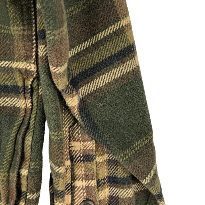 ORVIS Long Sleeve Heavy Flannel Check Shirt, Men's XL cotton Khaki type sage green Vintage Second Hand