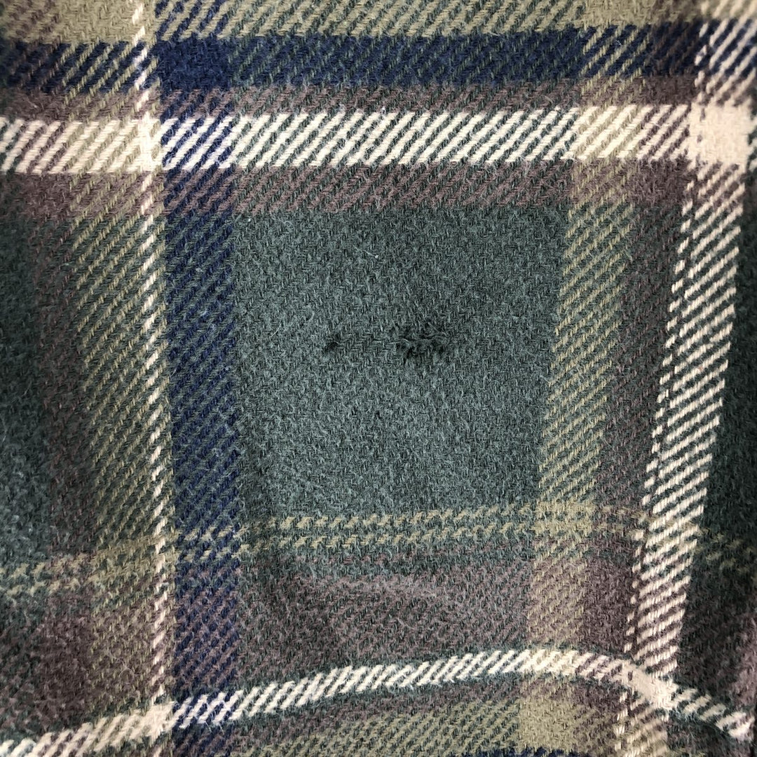 ORVIS Long Sleeve Heavy Flannel Check Shirt, Men's XL cotton Khaki type sage green Vintage Second Hand