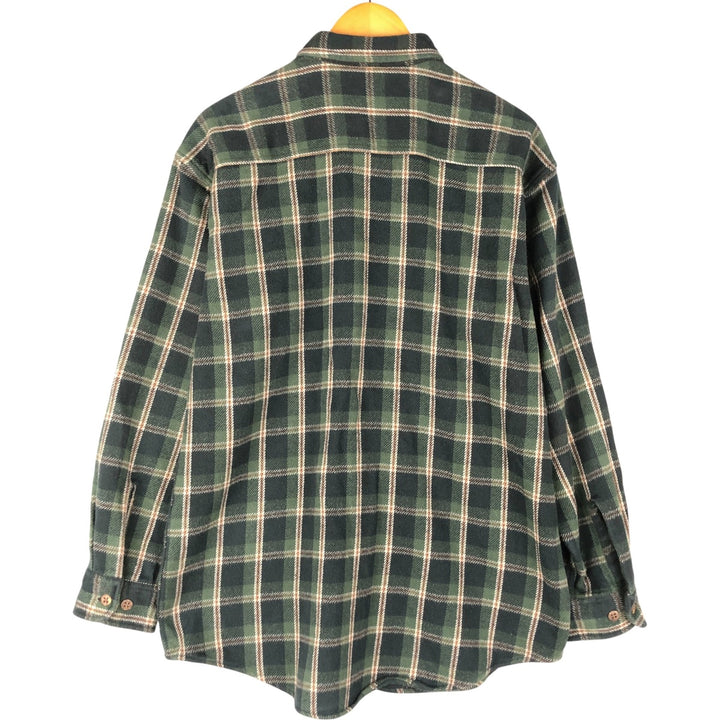 Vintage 1990'S St. John's Bay long-sleeved heavy flannel check shirt, size L, men's cotton Green type dark green Vintage Second Hand